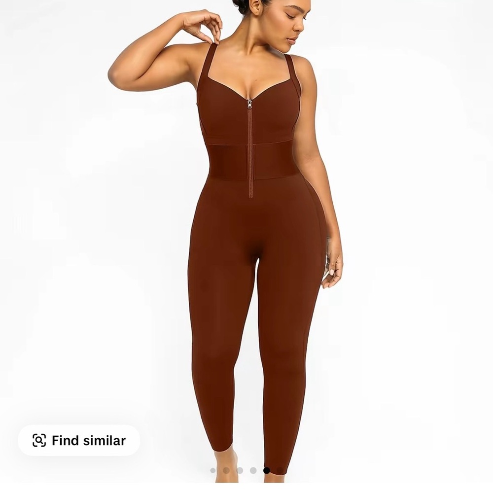 Brown Zip-Up Jumpsuit